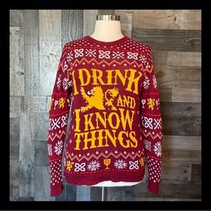 Men’s Game Of Thrones ugly Christmas sweater large I Drink And I Know Things